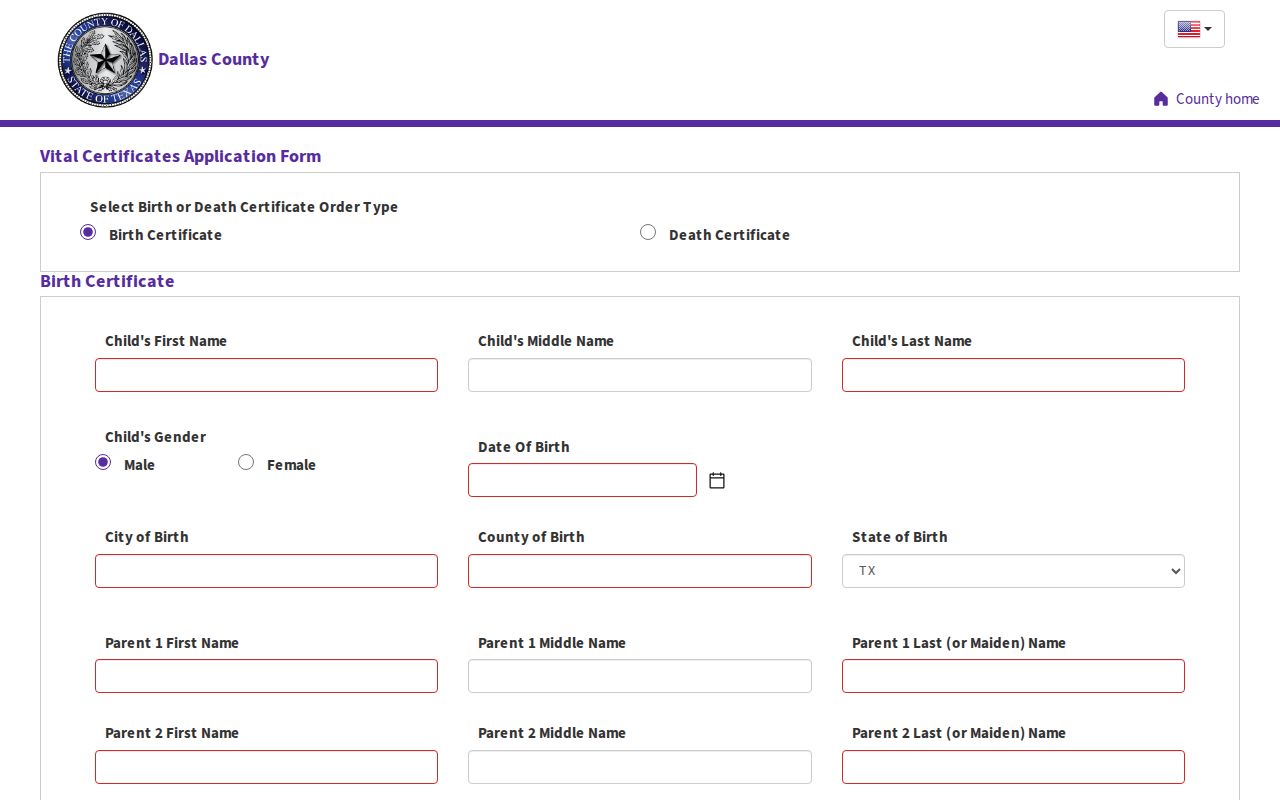 Mesquite resident lookup Dallas County vital certificate application